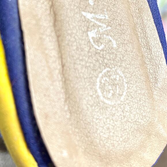 00s MDH Vintage Blue Yellow Platform Espadrille Wedge Heels - Picture 5 of 11